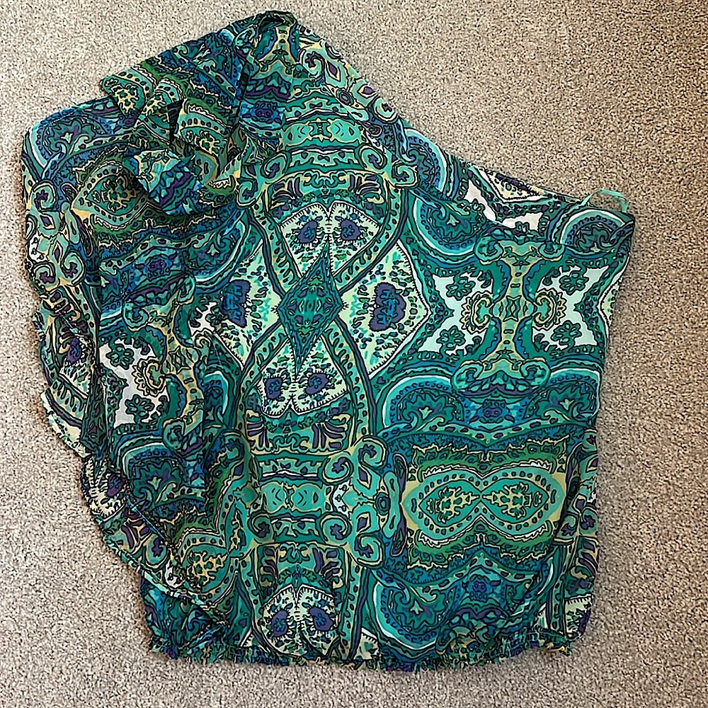 Cache Green and Blue Paisley Top